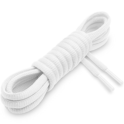 Miscly Cordones Ovalados [3 Pares] Para Todo Tipo de Zapatos y Zapatillas – Diámetro 6 mm (114 cm, Blanco)