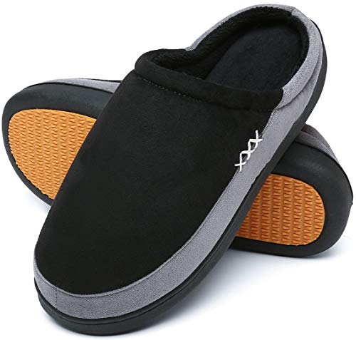 Mishansha Zapatillas de Casa Mujer Invierno Calientes Espuma de Memoria Pantuflas Cómodas Felpa Slippers Negro C, Gr.38 EU