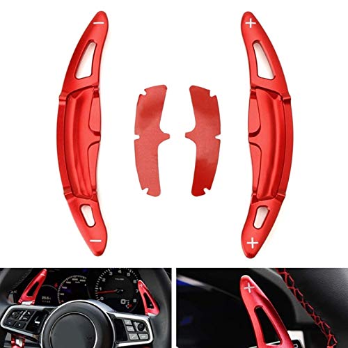 MMGANG® Red CNC Billet Aluminio Wheels Wheels DGS Shift Paddle Shifter Extension Fit For-Porsche Cayenne Macan Panamera 911 Caimán/Boxster (Color : Red)