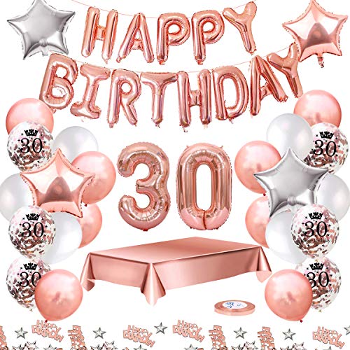 MMTX Globos De Cumpleaños 30 Años Feliz Cumpleaños Decoracion Regalo 18 Regalos Cumpleaños Mujer Oro Rosa con Guirnalda Banner De Cumpleaños Para Fiesta,Manteles,Confetti,Globos de Látex Impresos MMTX Globos De Cumpleaños 30 Años Feliz Cumpleaños Decoracion Regalo 18 Regalos Cumpleaños Mujer Oro Rosa con Guirnalda Banner De Cumpleaños Para Fiesta,Manteles,Confetti,Globos de Látex Impresos