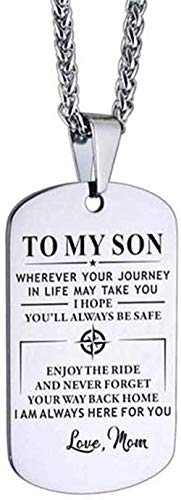 MNMXW Guantongda Nice Titanium Steel to My Son Wherever Journey in Life Love Mom Grabado Etiquetas para Perros Regalo Aniversario Cumpleaños Graduación Collar Personalizado (Ninguno SV) MNMXW Guantongda Nice Titanium Steel to My Son Wherever Journey in Life Love Mom Grabado Etiquetas para Perros Regalo Aniversario Cumpleaños Graduación Collar Personalizado (Ninguno SV)