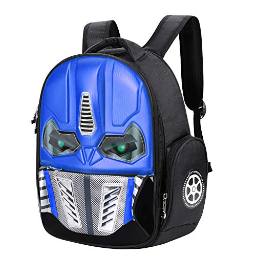 Mochila de robot con efecto 3D y brillante, para la escuela, excursiones o viajes, para niños de 5-10 años, azul (Azul) - SHU-BAO-000019-IB-FR