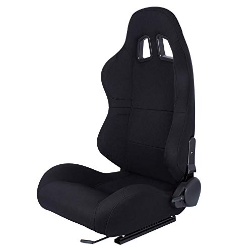 MODAUTO Asiento Deportivo Coche, Semibaquet Ajustable, de Tela, con Ríeles incluidos, Conductor y Pasajero, Universal para Coche y Simulador de Conducción, Modelo N100L, Negro MODAUTO Asiento Deportivo Coche, Semibaquet Ajustable, de Tela, con Ríeles incluidos, Conductor y Pasajero, Universal para Coche y Simulador de Conducción, Modelo N100L, Negro