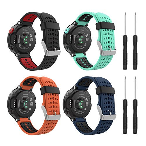 MoKo (4PCS) Correa para Garmin Forerunner 235, 4 Piezas de Banda de Reemplazo de Suave Silicona para Garmin Forerunner 235 / 220 / 230 / 620 / 630 / 735 Smart Watch, Multicolcor B