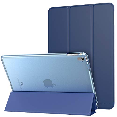 MoKo Funda para iPad Pro 9.7 - Ultra Slim Función de Soporte Protectora Plegable Smart Cover Trasera Transparente Durable (Auto Sueño/Estela) - Oro Azul Marino