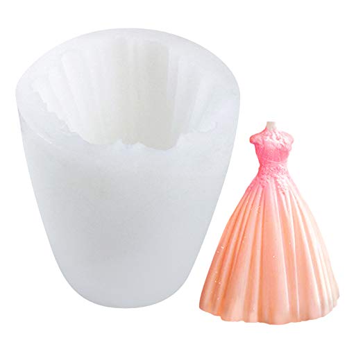 Moldes de Velas Silicona, Molde de Silicona en Forma de Vestido de Novia, Herramientas de Manualidades para Manualidades, Velas Caseras, Jabón, Pastel, Chocolate, Decoración de Bodas