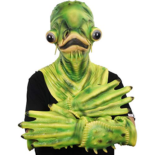 molezu Variante de Halloween bagre Diablo Zombie Elfos máscara de sombrerería aterradora y difícil con Guantes