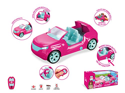 Mondo Motors – Mattel Barbie Cruiser – Coche Cruiser teledirigido para niños de Barbie – SUV de Cuatro plazas – Detalles realistas – Color Rosa – 63647