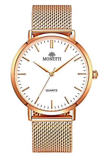 MONETTI Unisex Reloj de Cuarzo analógico con Brazalete de Metal de Oro Rosa en una Exclusiva Caja de Regalo MONETTI Unisex Reloj de Cuarzo analógico con Brazalete de Metal de Oro Rosa en una Exclusiva Caja de Regalo