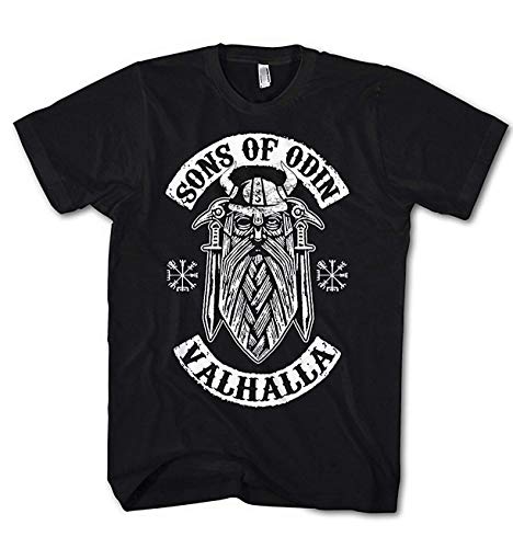 Monkey Print Camiseta Hombre Odin Sons of Valhalla Vikingos - Negro, 4XL