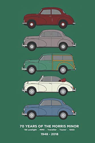 Morris Minor 70Th Anniversary Classic Car Collection Artwork Notebook: (110 Pages, Lined, 6 x 9)