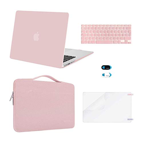 MOSISO Funda Dura Compatible con MacBook Air 13 (A1369/A1466, Versión 2010-2017), Plástico Carcasa Rígida & Funda Protectora & Protector de Pantalla & Piel de Teclado & Cubierta de Webcam, Cuarzo Rosa