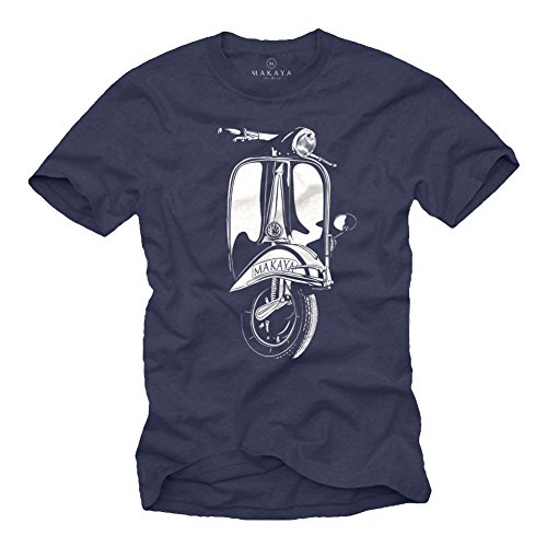 Moto Accesorios - Camiseta Hombre Manga Corta Algodon - Vintage Scooter PX Azul L Moto Accesorios - Camiseta Hombre Manga Corta Algodon - Vintage Scooter PX Azul L
