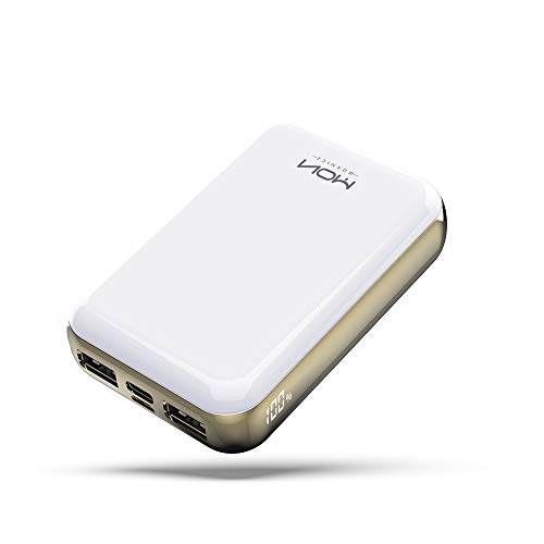 MOXNICE Bateria Externa Movil Power Bank 10000mAh, USB C Powerbank con 2 Salidas USB & Pantalla LCD para iPhone iPad Samsung Huawei Xiaomi (Blanco)