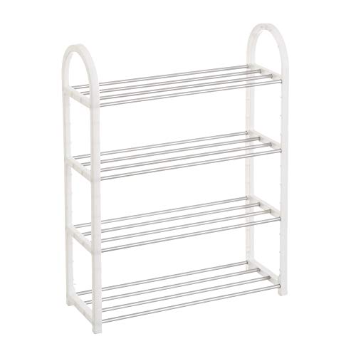 Mueble Zapatero de 4 baldas de plástico Blanco Moderno para Dormitorio Basic - LOLAhome Mueble Zapatero de 4 baldas de plástico Blanco Moderno para Dormitorio Basic - LOLAhome