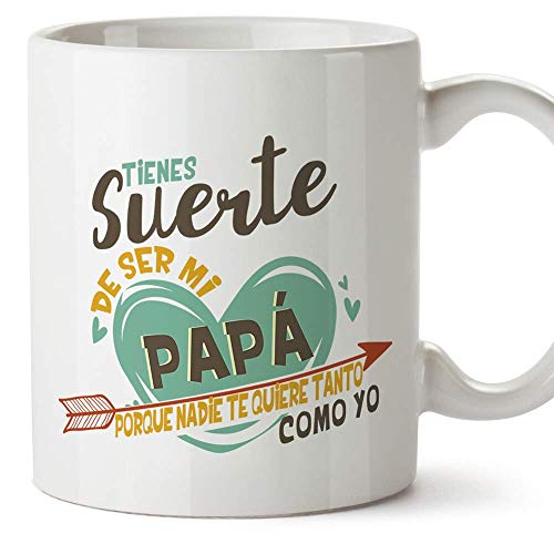 MUGFFINS Taza Papá (Tienes suerte de ser mi papá) - Regalos Originales y Divertidos para el Día del Padre