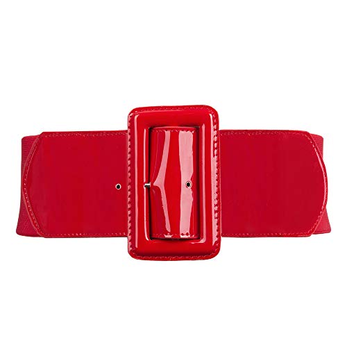 Mujer Cinturón Ancho Simple para Abrigo Vestido Rojo S
