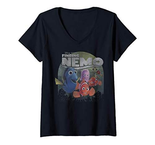 Mujer Disney Pixar Finding Nemo Group Shot Poster Camiseta Cuello V