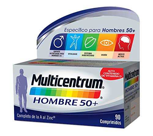 Multicentrum Hombre 50+, Complemento Alimenticio con 13 Vitaminas y 11 Minerales, para Hombres a partir de los 50 años - 90 Comprimidos Multicentrum Hombre 50+, Complemento Alimenticio con 13 Vitaminas y 11 Minerales, para Hombres a partir de los 50 años - 90 Comprimidos