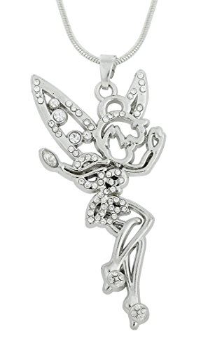 My Shape Collar con colgante de ángel de plata envejecida, diseño de flor de cristal para niñas y mujeres