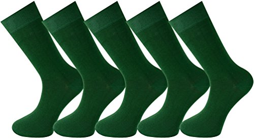 Mysocks para hombres y mujeres Paquete de 5 pares de calcetines de color liso peinados de algodón Pino verde Mysocks para hombres y mujeres Paquete de 5 pares de calcetines de color liso peinados de algodón Pino verde