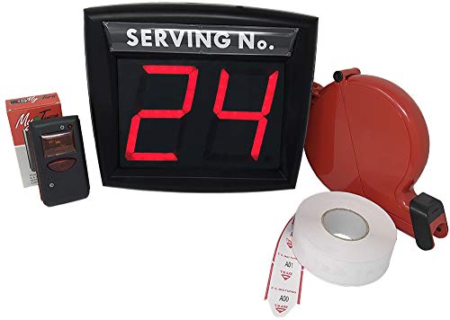 Myturn - Sistema de eliminación de Colas Rojo, sin Cables, Radio inalámbrico, Kit Completo, Pantalla de Dos dígitos, Mando a Distancia, dispensador de Etiquetas Myturn - Sistema de eliminación de Colas Rojo, sin Cables, Radio inalámbrico, Kit Completo, Pantalla de Dos dígitos, Mando a Distancia, dispensador de Etiquetas