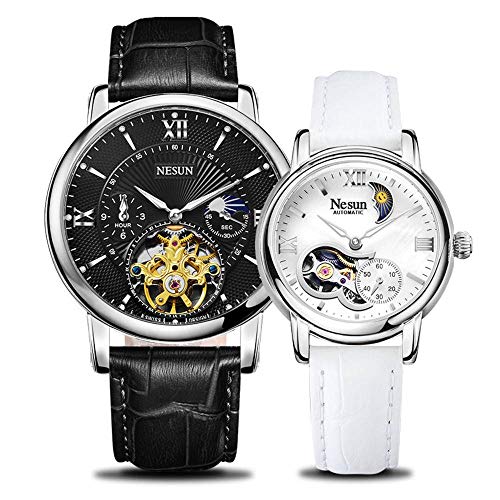 N-B Relojes para Parejas con Escala de números Romanos, Relojes de Pulsera para Parejas con Banda de Acero Inoxidable, Relojes de Pulsera para Parejas de Cuero Genuino N-B Relojes para Parejas con Escala de números Romanos, Relojes de Pulsera para Parejas con Banda de Acero Inoxidable, Relojes de Pulsera para Parejas de Cuero Genuino