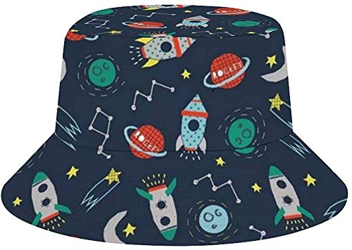 NA Bucket Sombrero plegable al aire libre Camping Pesca lluvia Safari Cap Boonie Símbolo antiguo, Mujer, color Astronautas y satélites desde el espacio ultraterrestre, tamaño talla única