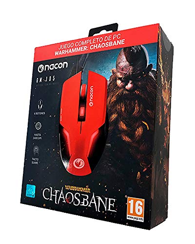 Nacon - Ratón Óptico GM-105 rojo + Videojuego Warhammer Chaosbane para PC (Windows XP)