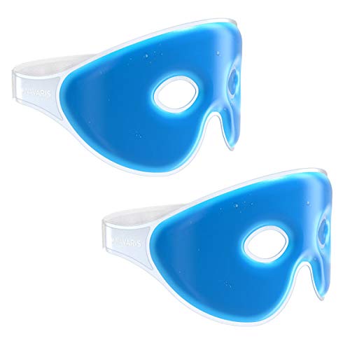 Navaris 2x Antifaz de gel para los ojos - 2x Máscara reutilizable de calor y frío - Compresa para reducir ojeras bolsas dolor de cabeza ocular azul