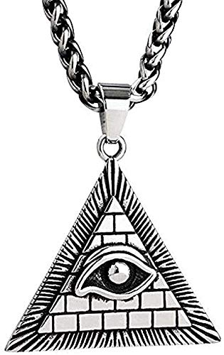 NC110 Collar El Ojo del Diablo del Omnisciente Colgante Collar de Triángulo de Acero Inoxidable para Hombres Collar de Joyería Longitud 70Cm NC110 Collar El Ojo del Diablo del Omnisciente Colgante Collar de Triángulo de Acero Inoxidable para Hombres Collar de Joyería Longitud 70Cm