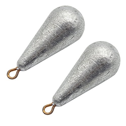 Ndier - Bloque de plomo en forma de gota de agua para pesca (2 unidades, 80 g), color gris plateado