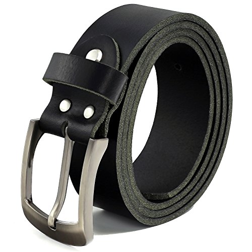 Negro Cinturón de piel de búfalo. 38 mm de ancho y aprox. 3-4 mm de grueso, puede acortarse, cinturón, cinturón de piel, cinturón de traje, 10125 waist size (Bundweite) 110cm