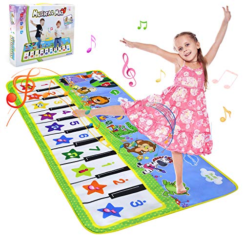 NEWSTYLE Alfombra Musical,Alfombra Piano para Niños Alfombrilla de Baile Teclado Estera de Alfombra Touch Juego Musical Portátil Educativo Musical Tapete,Juguete Electrónico Regalos,135 x 59 cm