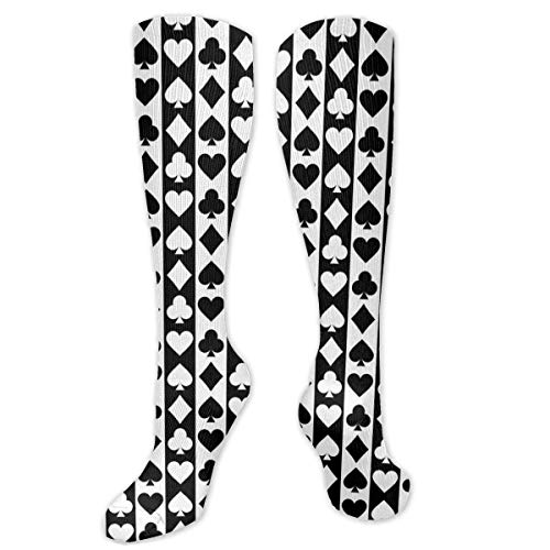 Nifdhkw Calcetines Altos Unisex Naipes en Blanco y Negro Calcetines Deportivos Divertidos con Botas locas