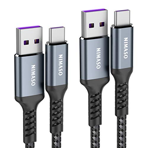 NIMASO Huawei Cable USB C 5A[2 Pack/2M+2M],Cable USB Tipo C Carga Rápida y Sincronización para Huawei P40,P40 Pro,P40 Pro+,P40 Lite,P30 Pro,P30,P20 Lite,P20,Mate 20 Pro,Mate30,Mate20 RS,nova5 Pro