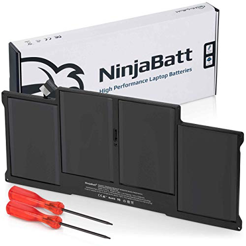 NinjaBatt Batería A1466 A1496 A1369 para Apple MacBook Air de 13 Pulgadas [2010 2011 2012 2013 2014 2015 2016 2017 Años] A1405 A1377 - Alta Capacidad [7200mAh/55Wh/7.6V]