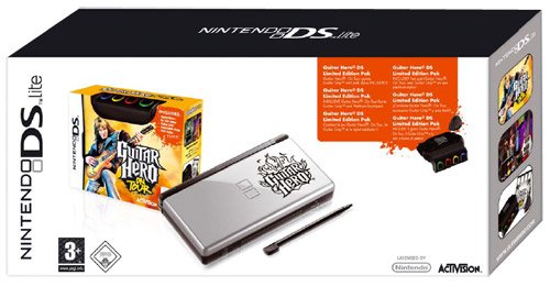 Nintendo DS + Guitar Hero - juegos de PC (NDS, 4 MB, 0.25 GB, LCD, 256 x 192 Pixeles, 76.2 mm (3 "), 802.11b) Plata