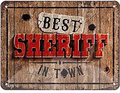 Nostalgic-Art Cartel de Chapa Retro Best Sheriff in Town – Idea de Regalo para los Aficionados al Western, metálico, Diseño Vintage, 15 x 20 cm