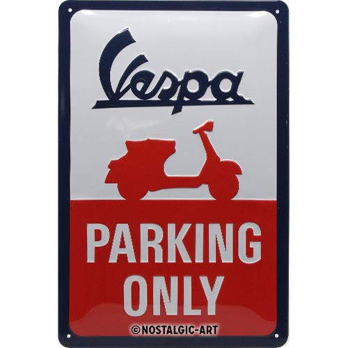 Nostalgic-Art Retro Cartel de Chapa Vespa - Parking Only - Idea de Regalo para Fans de Scooter, de Metal, diseño Vintage para decoración, 20 x 30 cm