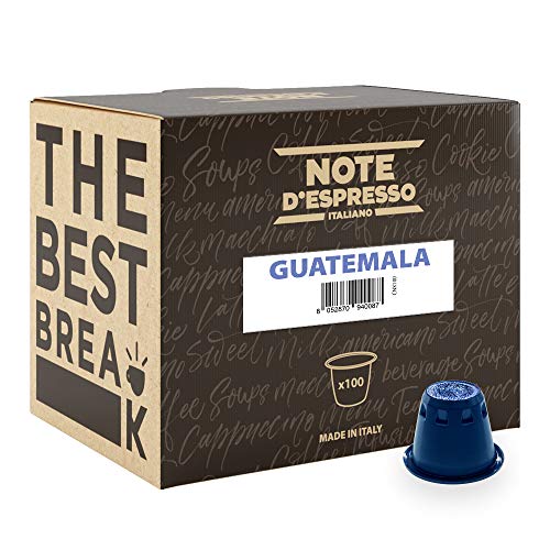 Note D'Espresso Cápsulas de café de Guatemala exclusivamente compatibles con cafeteras Nespresso* - 100 Unidades de 5.6 g, Total - 560 g Note D'Espresso Cápsulas de café de Guatemala exclusivamente compatibles con cafeteras Nespresso* - 100 Unidades de 5.6 g, Total - 560 g