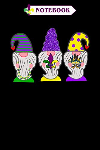 Notebook: Gnomes mardi gras beads fleur de lis Notebook , Mardi Gras Journal Notebook Gifts, Blank Lined Paperback Journal, 100 pages, 6 x 9 | Mardi Gras Gifts