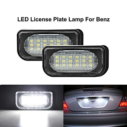 NSLUMO Juego de 2 luces LED Canbus para placa de matrícula de repuesto para M-Ben Clase C W203 W209 CLK con etiqueta trasera LED NSLUMO Juego de 2 luces LED Canbus para placa de matrícula de repuesto para M-Ben Clase C W203 W209 CLK con etiqueta trasera LED