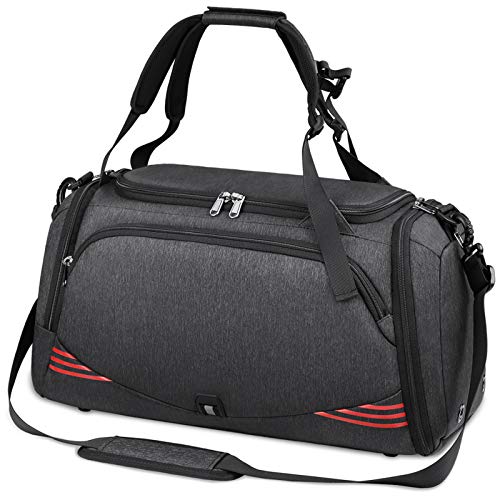 NUBILY Bolsa Deporte Hombre Bolsas Gimnasio Mujer Bolso Fin de Semana Viaje con Compartimento para Zapatos Gym Bag Impermeable Grande 40L Negro