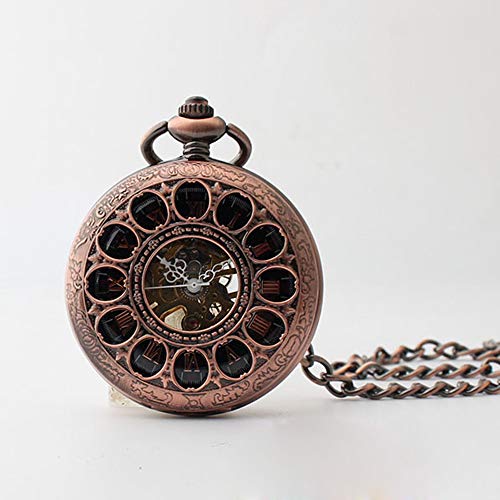 Nuevo reloj de bolsillo mecánico retro redondo espejo de acrílico Reloj de bolsillo de escala romana reloj de bolsillo estudiante de secundaria, grosor del dial: 15 mm diámetro de la esfera: 48 mm