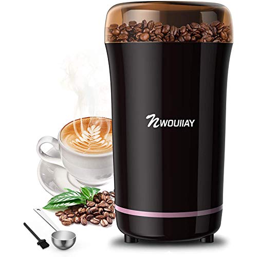 NWOUIIAY Molinillo de Café Eléctrico 300W Molinillos de Especias Semillas Frutos Secos con Cuchillas de Acero Inoxidable y Cuchara Gratis