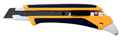 Olfa L5-AL - Cúter con mango antideslizante, cuchilla de 18 mm, bloqueo automático y púa de metal duro en el mango