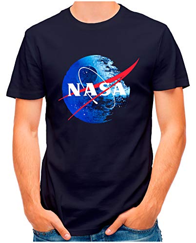 OM3® – Camiseta de manga corta para hombre | Death Star Todesstern World World Film Fan Printshirt | S – 4XL azul marino XL