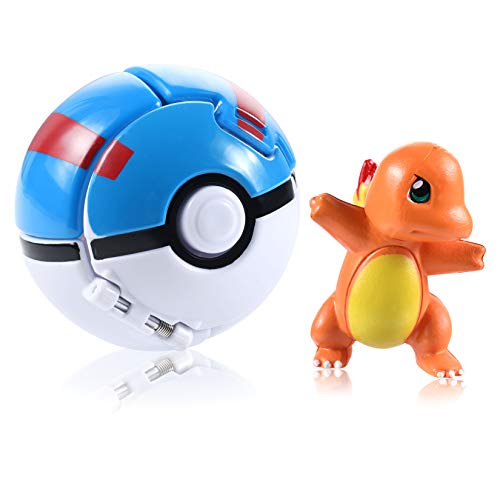 OMZGXGOD Poké Bolas Pokéball, Pokemon Figuras with Throw Pop Poké Ball Toy Set para Niños y Adultos Celebración de Fiestas Divertido Juego de Juguete de Regalo (Charmander)