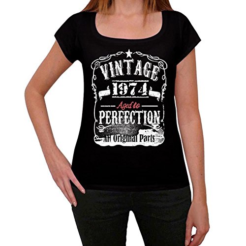 One in the City 1974 Cumpleaños de 47 años Vintage Aged to Perfection Mujer Camiseta Negro Regalo De Cumpleaños